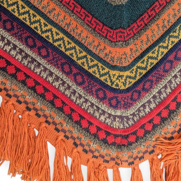 Rainbow Poncho made from Alpaca Fur ~ Made in Peru - Picture 3 of 4